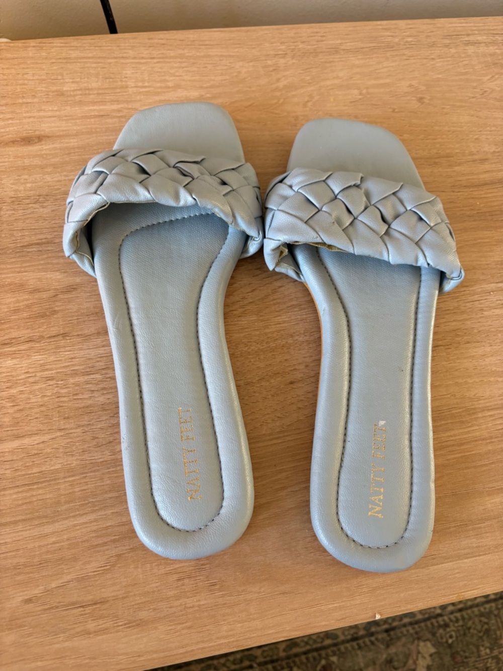 Light Blue Braided Slide Sandals - Women 12